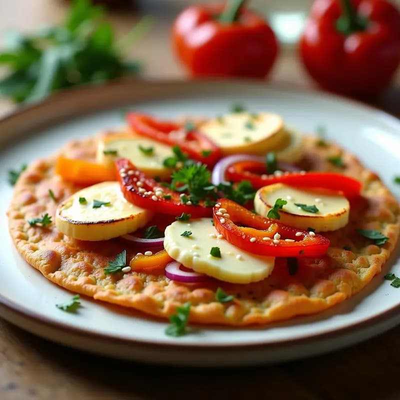 Pide Turca de Pimientos Asados y Queso Halloumi: Receta Vegetariana para Airfryer