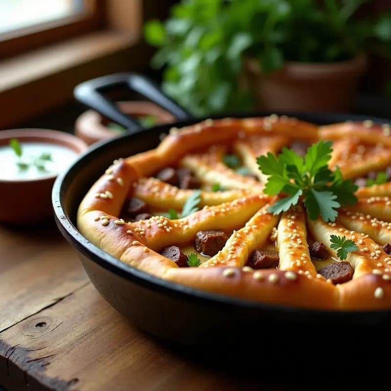 Pide turco de carne picante y queso: Receta callejera en sartén