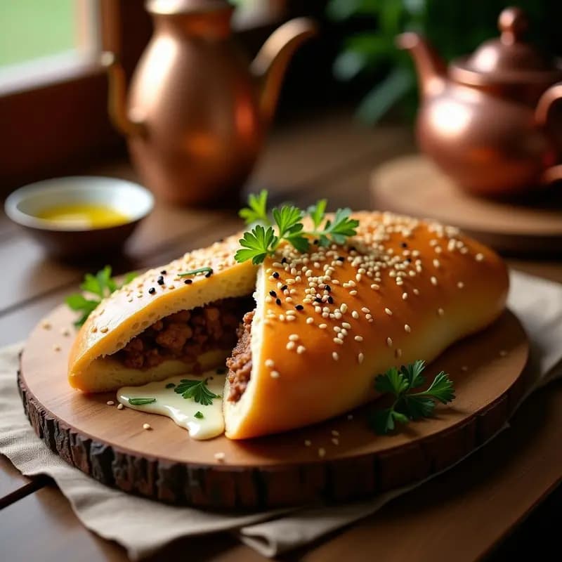 Pide Turco Relleno de Carne Picada y Queso Akkawi: Receta Tradicional en Horno