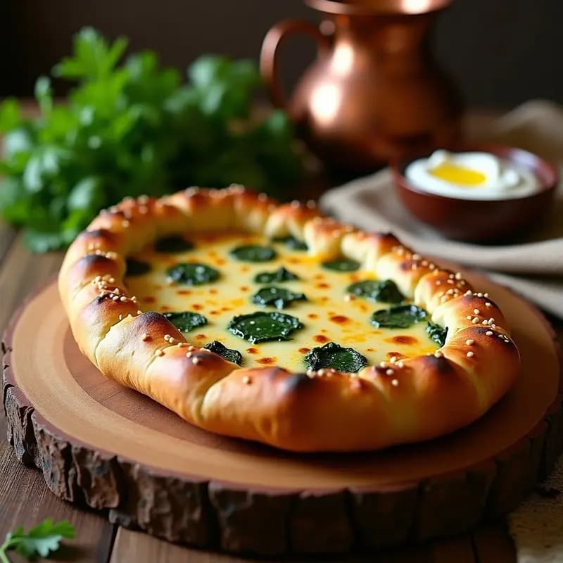 Pide Turco de Queso Kaşar y Espinacas: Pizza en Forma de Barco con Toque Otomano