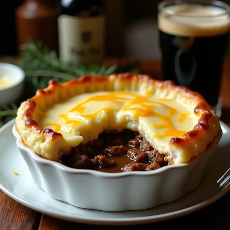 Pie de Carne de Res y Stout con Puré de Coliflor: Receta Irlanda Keto