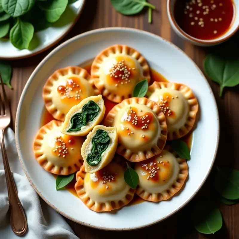 Pierogi Polacos de Espinaca y Queso Vegano: Receta en Airfryer con Salsa de Cebolla Caramelizada