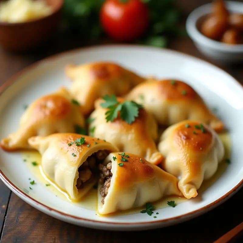 Pierogi Polaco con Relleno de Patata y Champiñones Portobello: Receta Vegana en Sartén