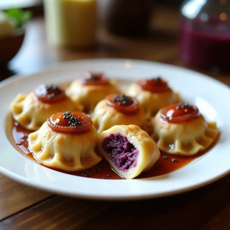 Pierogi Polacos de Patata Morada y Cebolla Caramelizada: Receta Vegana y Sin Lácteos