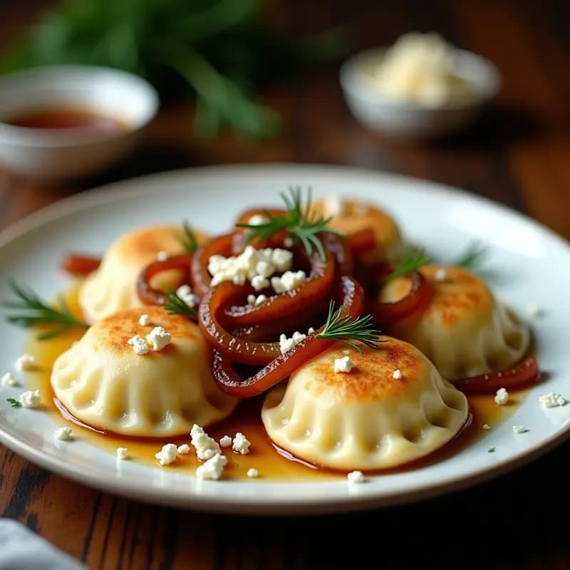 Pierogi de Patata y Queso Feta con Cebolla Caramelizada: Receta Polaca Reconfortante