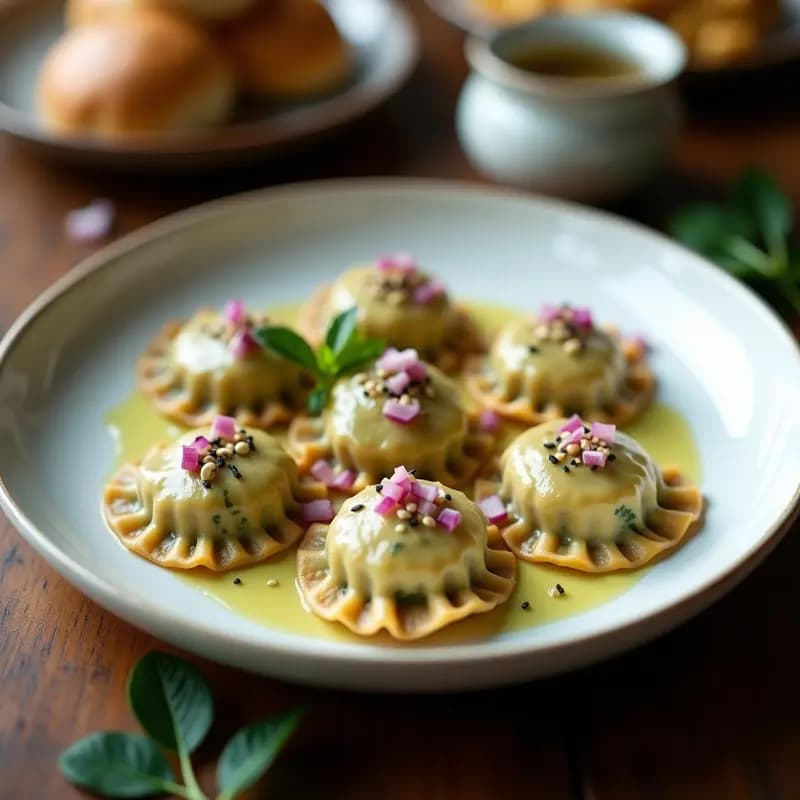 Pierogi Polacos de Espinaca y Tofu con Salsa de Ajo: Receta Sin Gluten y Vegana