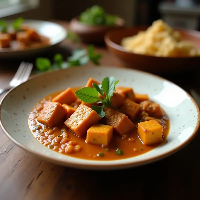 Pilih-Pilih de Tofu: Curry Indio-Pakistaní Vegano con Especias picantes