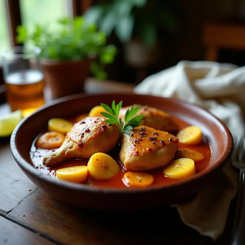 Pimienta de Jamaica con Pollo y Plátanos Machos: Receta Jamaicana en Olla Exprés