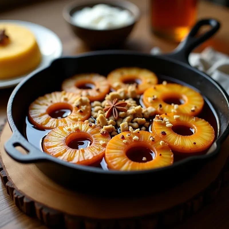 Pimienta de Jamaica al Ron con Piña Asada: Postre Caribeño en Sartén