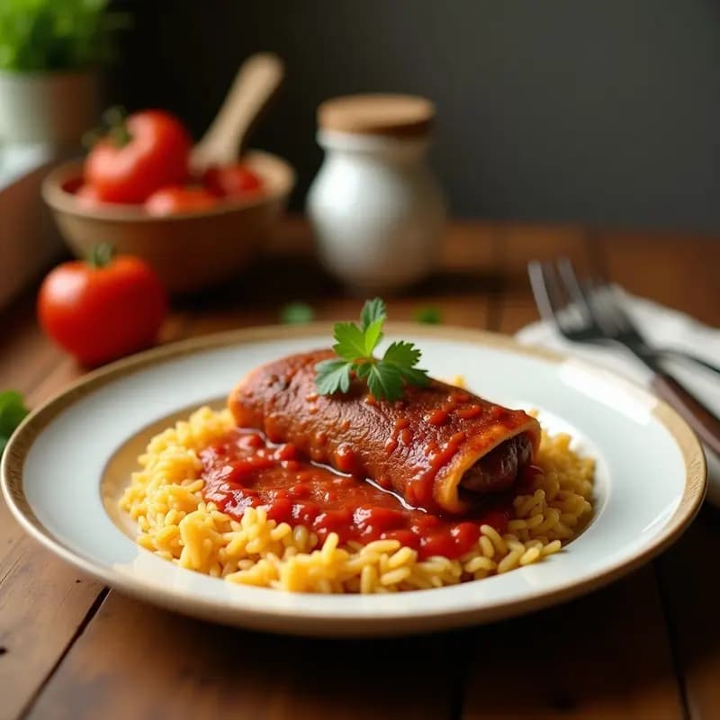 Pimienta de Padre Vicente: Santo Domingo Relleno de Carne y Arroz con Salsa de Tomate Casera