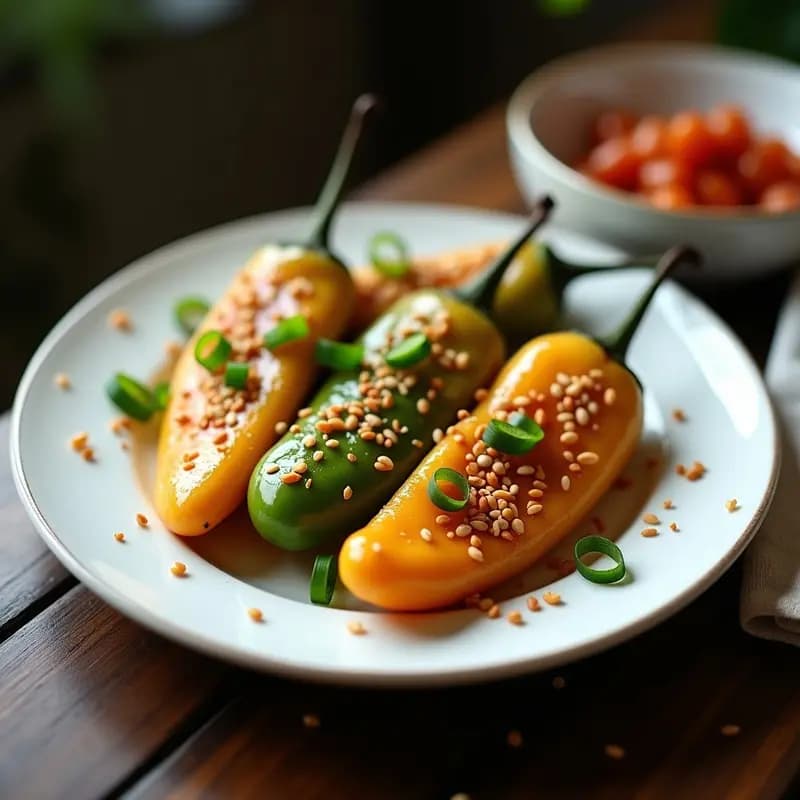 Pimienta de Padrón con Sal de Korean BBQ: Tapestry Español-Coreano en Airfryer