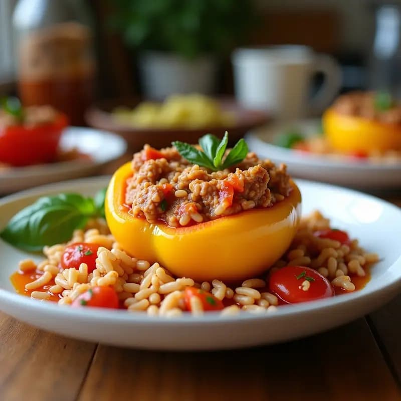 Pimienta Rellena de Arroz y Atún: Receta Vasca con Toque Mediterráneo