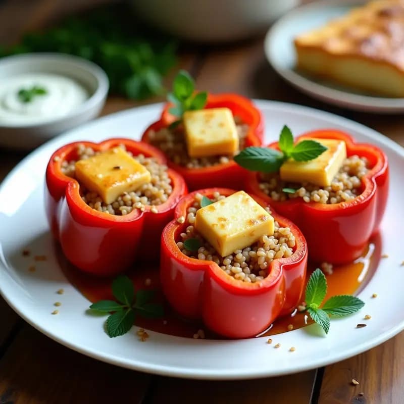 Pimienta Rellena de Arroz Basmati y Queso Halloumi: Receta Turca en Airfryer