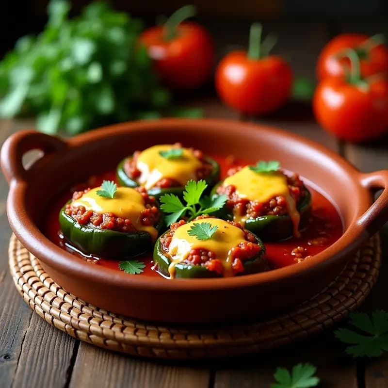 Pimienta Rellena de Carne y Queso: Receta Mexicana al Horno con Salsa de Tomate