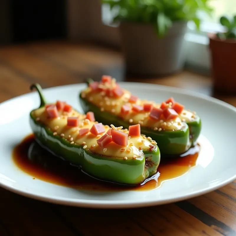 Pimienta Rellena de Queso y Jamón: Receta China Salteada y Sabrosa