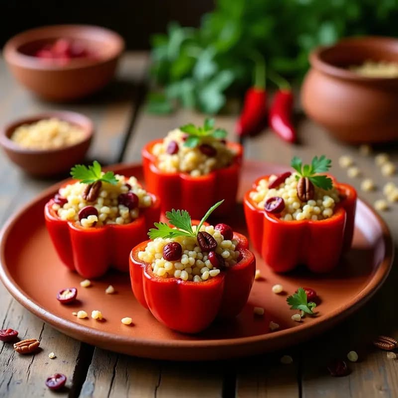 Pimienta Rellena de Quinoa y Arándanos: Entrante Mexicano Dulce-Salado