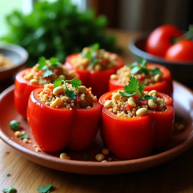 Pimienta Rellena de Quinoa y Pimientos Asados: Receta Húngara Vegana y en Olla Lenta