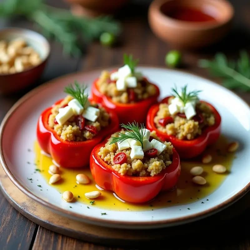 Pimienta Rellena de Quinoa y Queso Feta: Entrante Greco-Turco en 25 Minutos