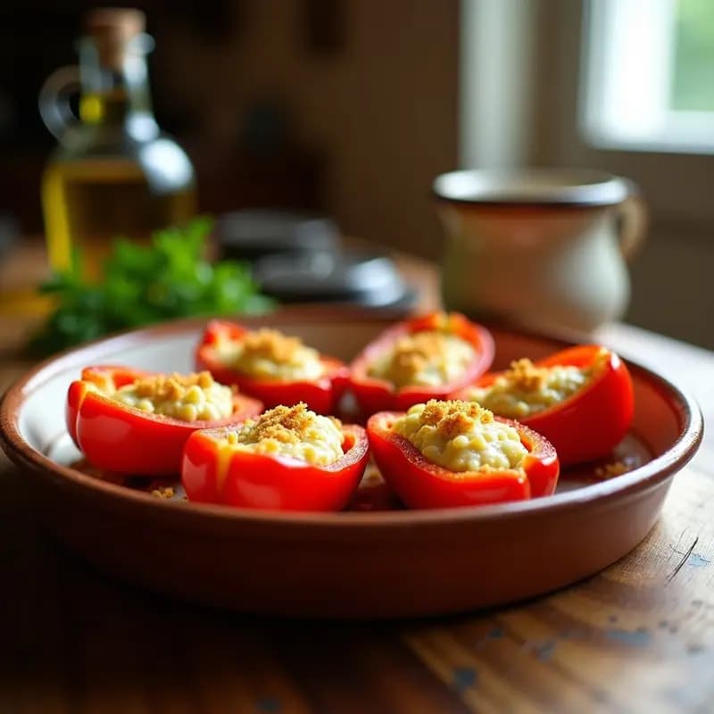 Pimientos Asados Rellenos de Brandada y Ñoras: Tapa Catalana Gourmet