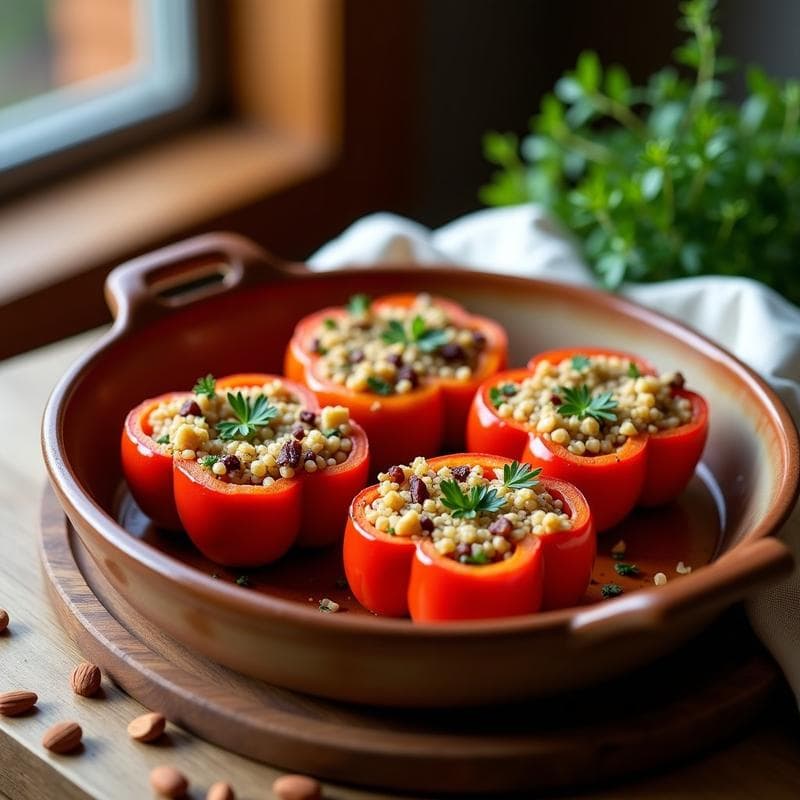 Rellenos de Pimiento Asado con Quinoa y Pasas: Receta Vegana y Sin Gluten en Thermomix
