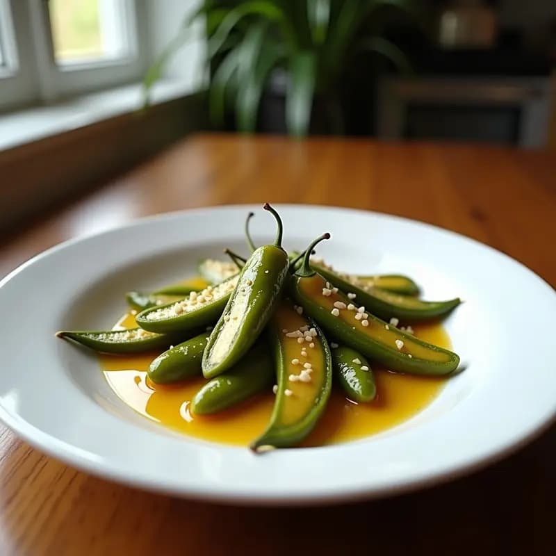 Pimientos del Padrón con Sal Gorda y Aceite de Oliva Virgen Extra