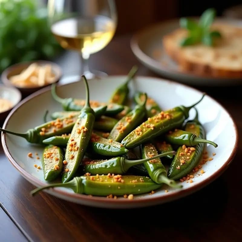 Pimienta de Padrones con Sal Gruesa: Tapa Española Vegana y Rápida en 5 Minutos