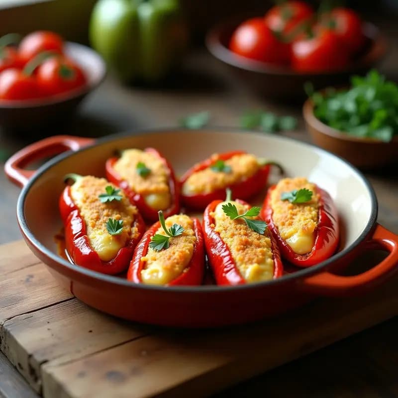 Pimientos del piquillo rellenos de bacalao y bechamel: tapa navarra gourmet