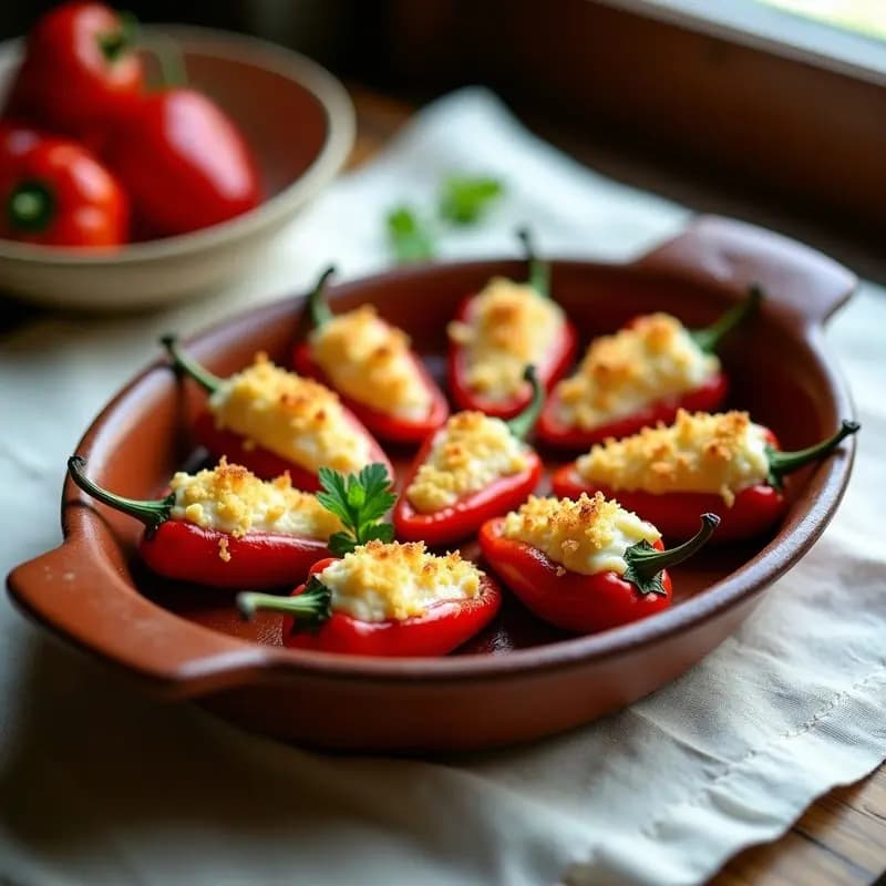 Pimientos del piquillo rellenos de brandada: Entrante navarro cremoso y tradicional