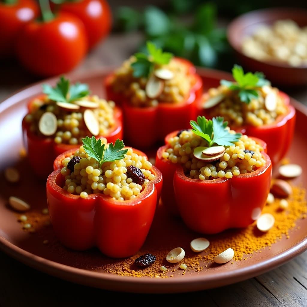 Relleno de Pimientos con Quinoa y Pasas al Curry: Receta Árabe en Airfryer Sin Gluten