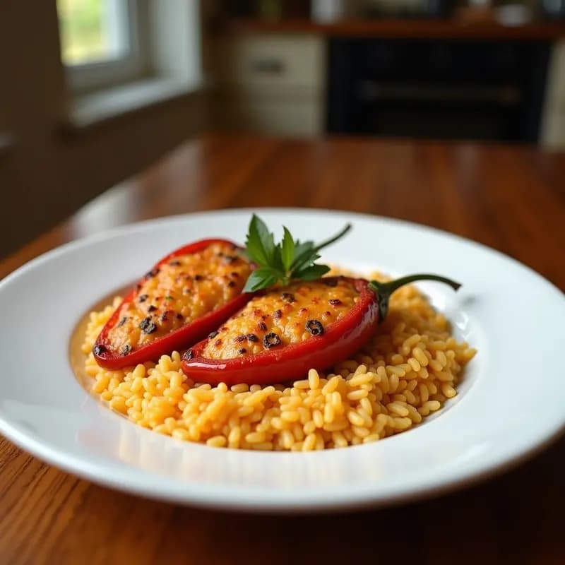 Pimientos Rellenos de Arroz Basmati y Especias Persas: Receta Iraní en Horno
