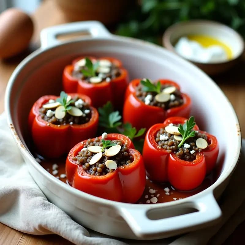 Pimientos Rellenos de Arroz Silvestre y Setas: Receta Turca Keto