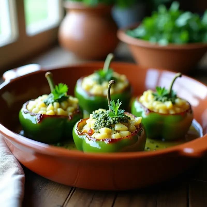 Pimientos Rellenos de Bacalao y Patata: Receta Vasca con Salsa Verde Casera