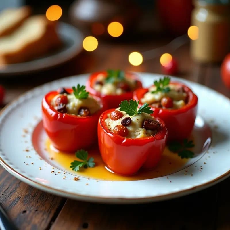 Pimientos rellenos de bacalao y tomate seco: Receta navideña en airfryer