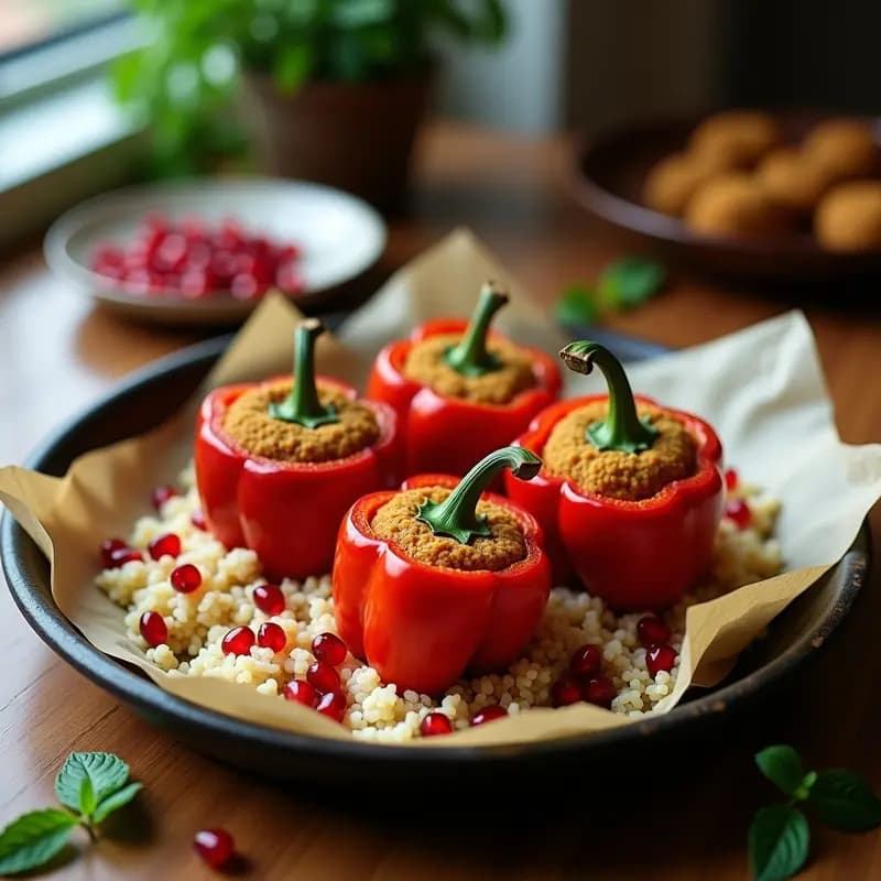 Stuffed Bell Peppers Rellenos de Falafel y Arroz Basmati: Receta Libanesa Sin Gluten