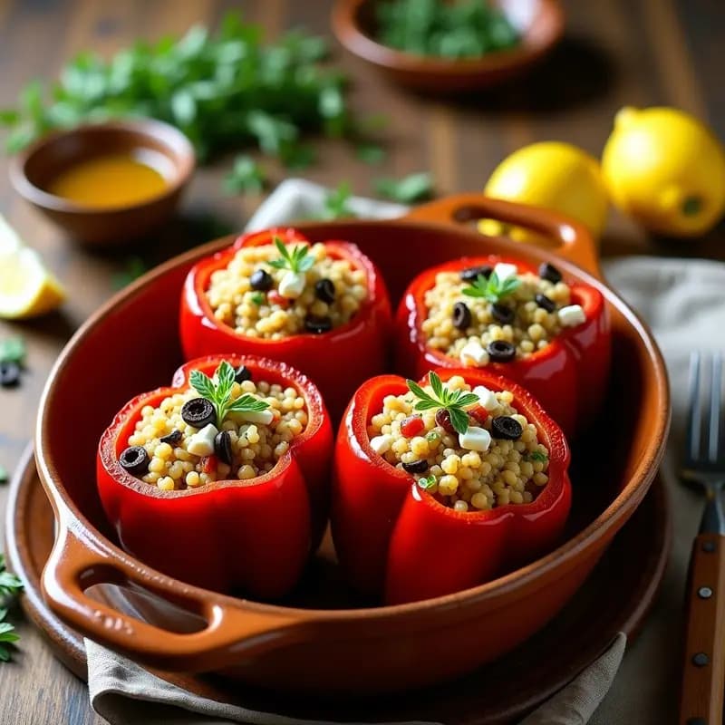 Stuffed Peppers Rellenos de Quinoa y Feta: Receta Griega Sin Gluten en Horno