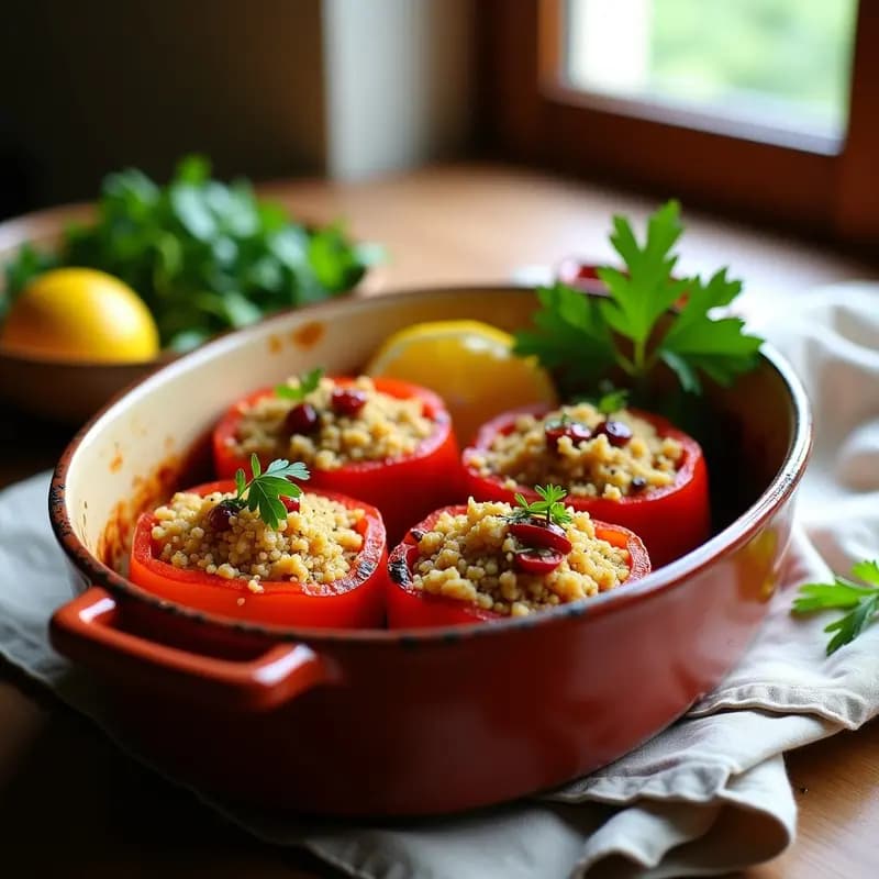 Pimientos Rellenos de Quinoa y Pasas: Receta Armena Vegana y Alta en Fibra