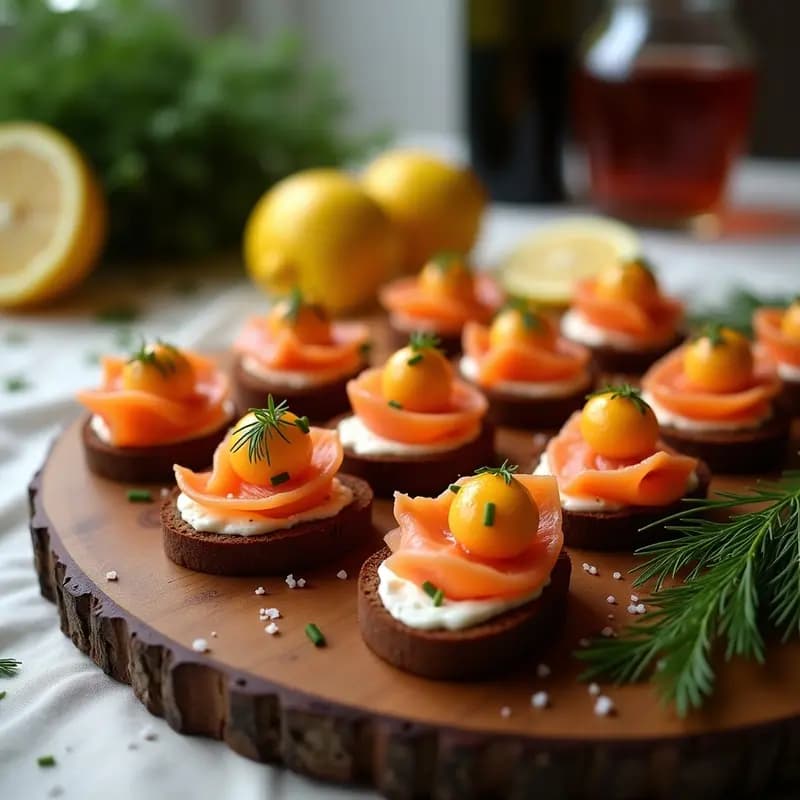 Pimming de salmón ahumado y eneldo: Canapés ingleses elegantes para fiestas