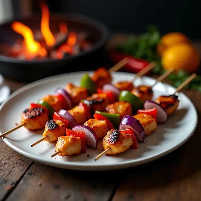 Pinchos Morunos de Pollo y Pimientos: Receta en Brocheta para Barbacoa