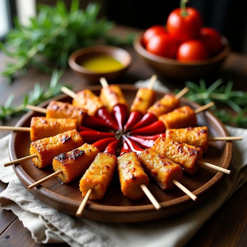 Pinchos Morunos de Seitan y Pimientos del Padrón: Receta Española en Airfryer Sin Gluten