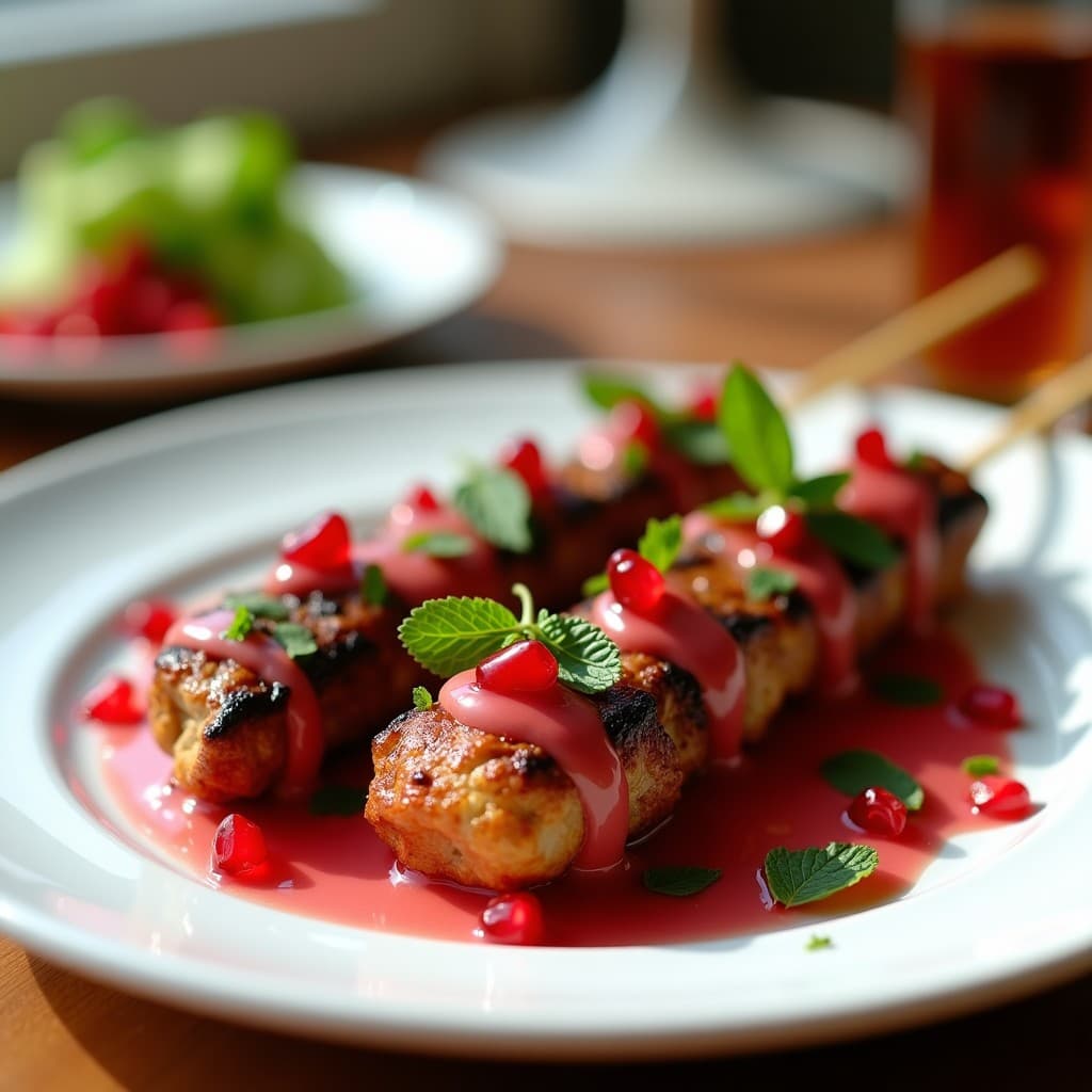 Pinchos de ternera con Salsa de Granados y Menta: Receta Griega en Airfryer con Toque Ácido