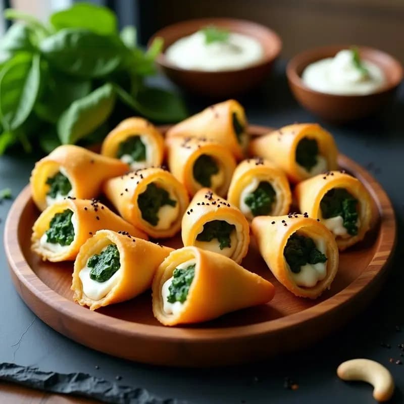 Piononos de Espinaca y Queso de Anacardos: Postre Filipino Salado Sin Horno