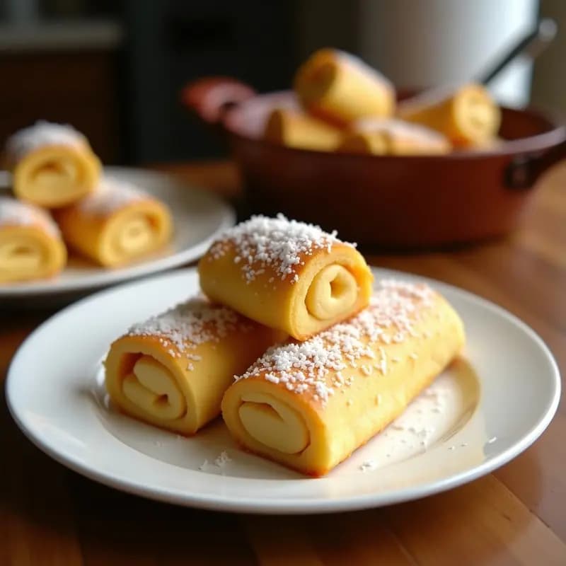Piononos de Santa Fe Argentinos: Rollitos de Masa Fina con Dulce de Leche y Coco
