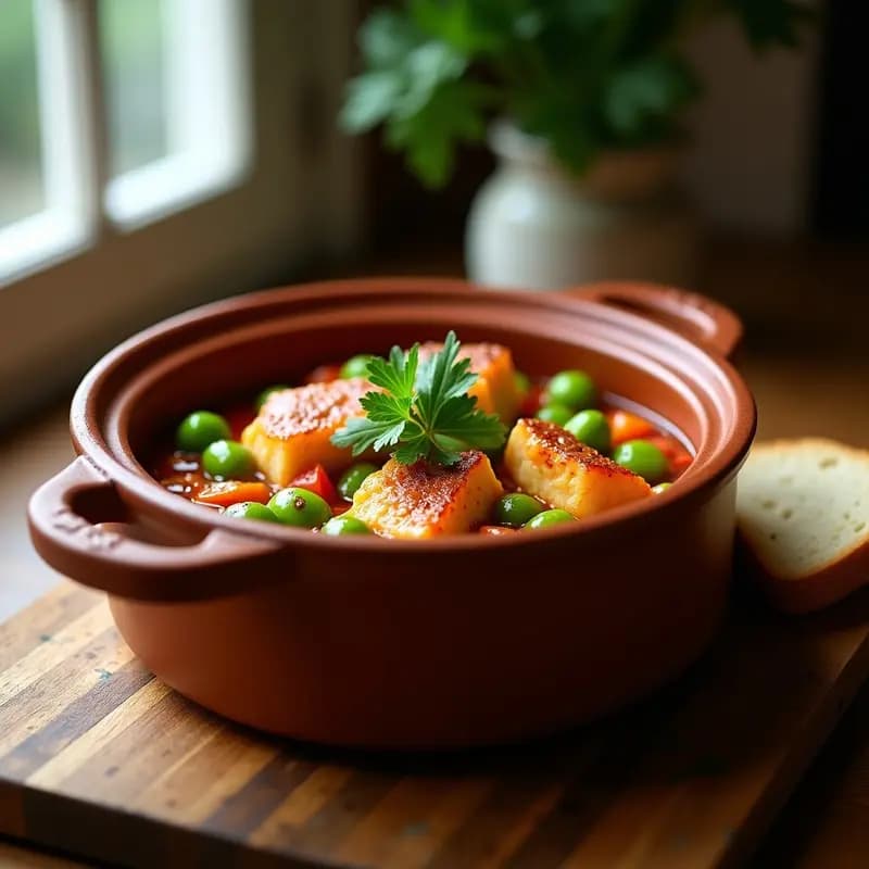 Pipérrada Vasca con Bacalao y Pimientos Verdes: Receta de Cuchara Fácil y Sabrosa