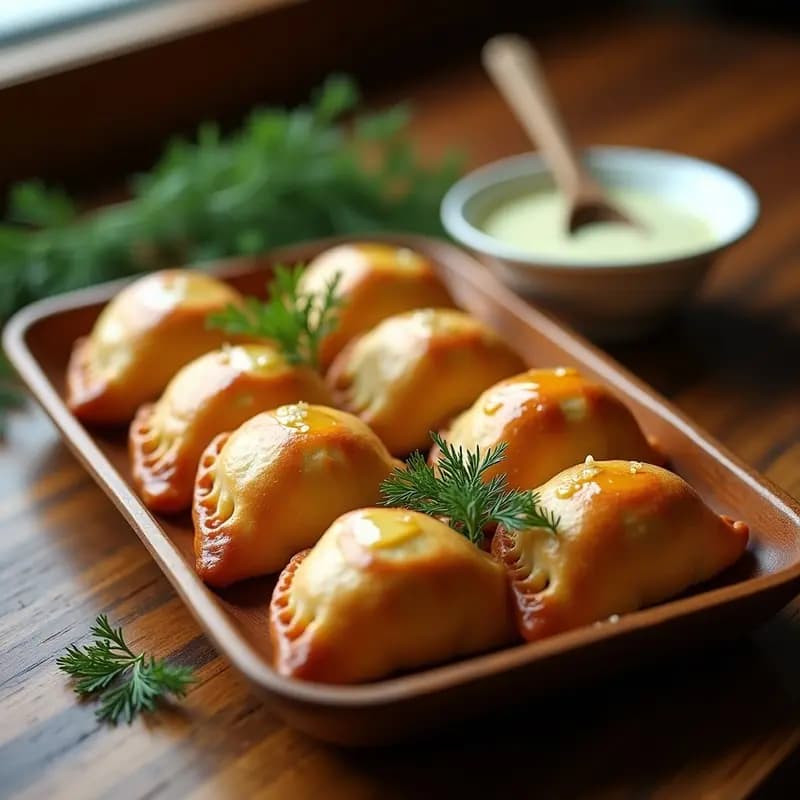 Pirogues Rusos de Col y Carne: Empanadas Eslavas al Horno con Salsa de Eneldo