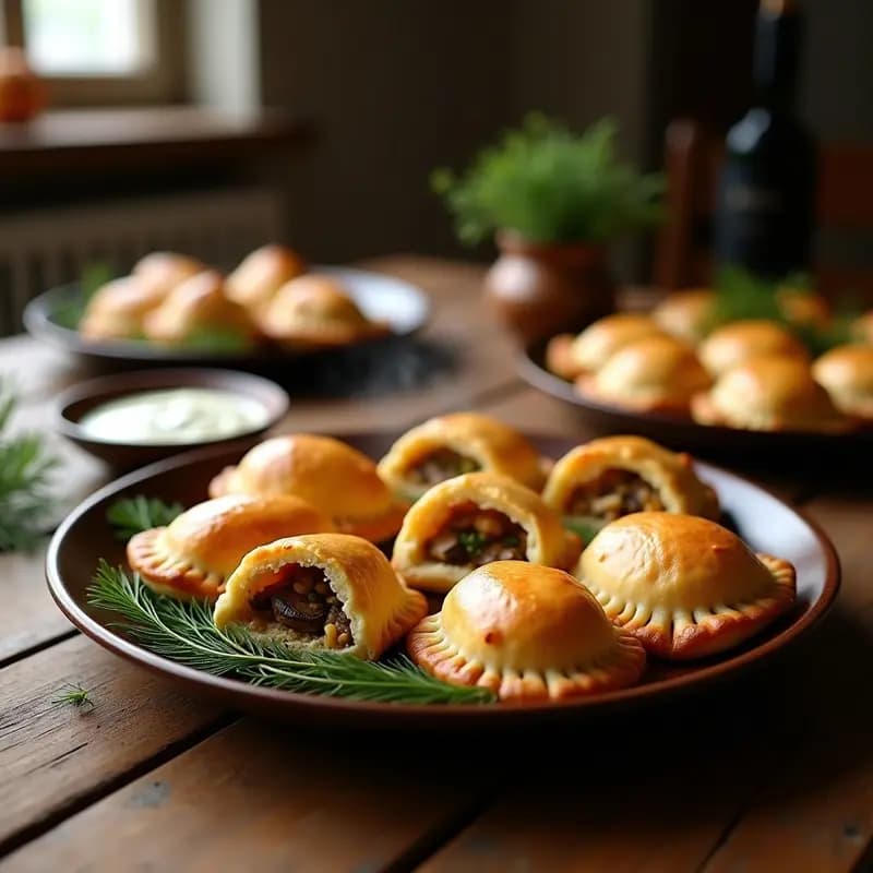 Pirogues Rusos con Relleno de Col Fermentada y Hongos: Receta Tradicional al Horno