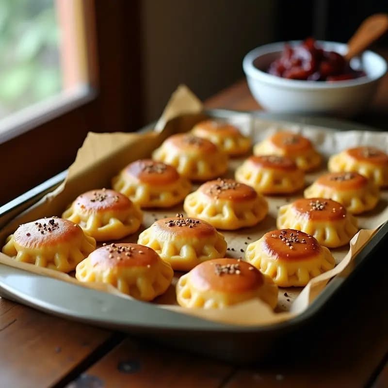 Pirogues Polacos de Patata y Cebolla Caramelizada: Empanadillas Horneadas Sin Harina