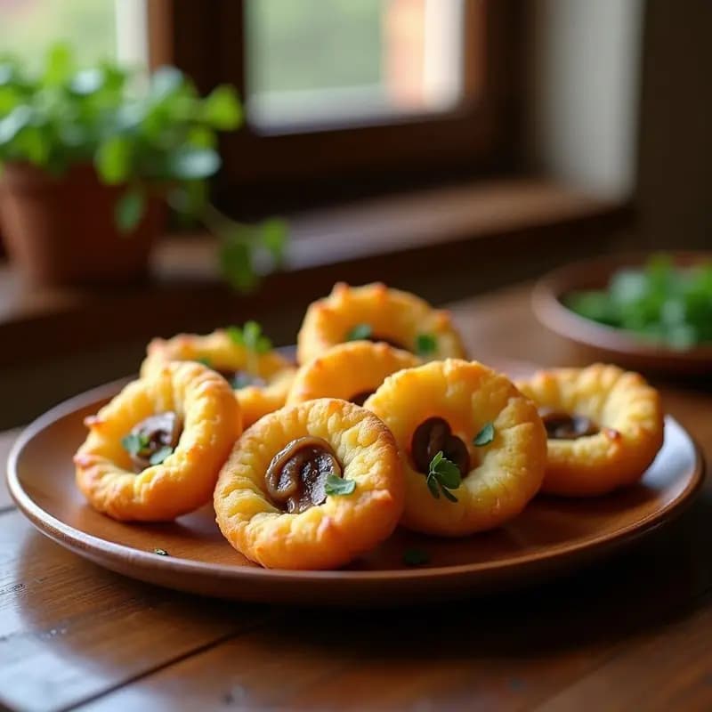 Pirogues de Patata con Champiñones y Cebolla Caramelizada: Receta Belga en Airfryer