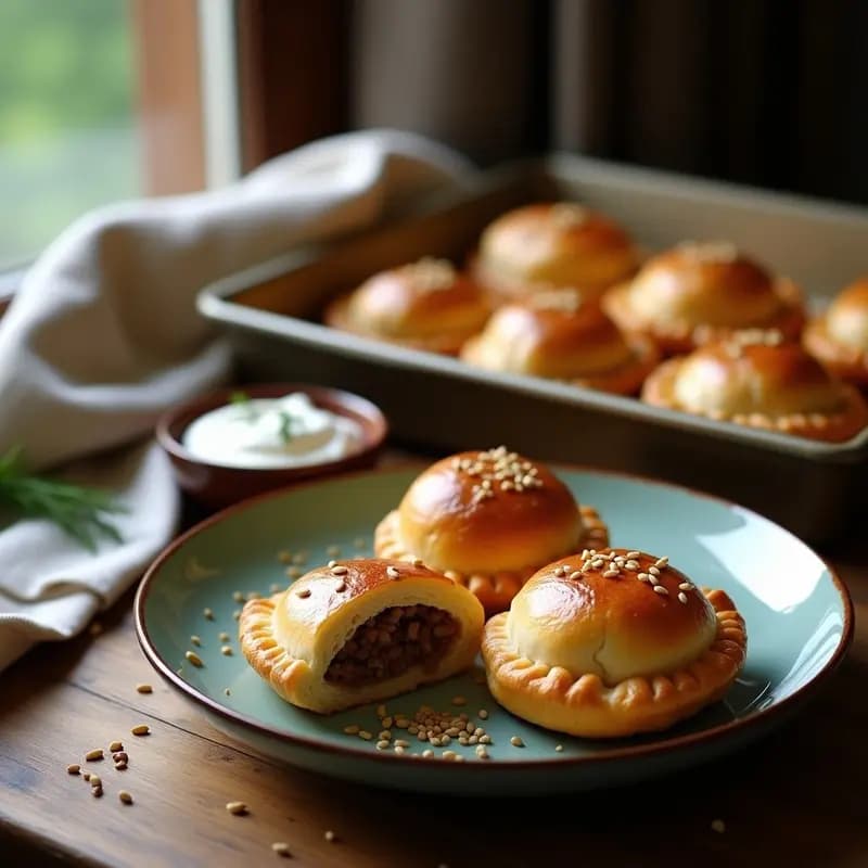 Piroshki Rusos de Carne y Repollo: Empanadillas Horneadas con Masa de Levadura