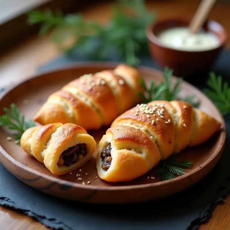 Piroshki Rusos de Col Fermentada y Champiñones: Aperitivo Crujiente en Airfryer