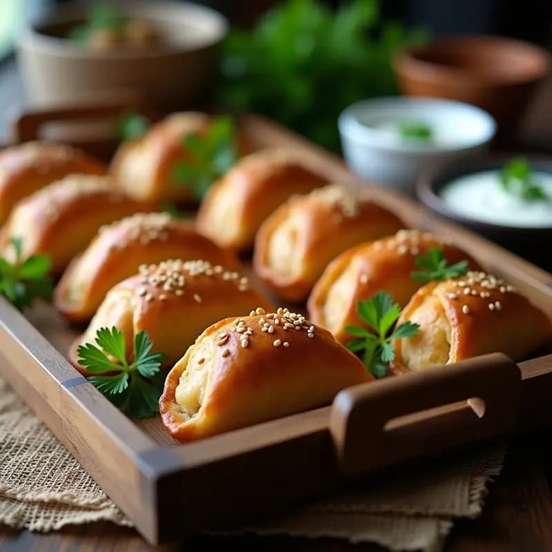 Piroshki Georgianos con Hongos y Cebolla: Empanadillas Horneadas con Relleno Terrestre